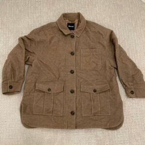 Madewell Teddy Belrose Shirt-Jacket Camel Brown Oversized XXL Womens